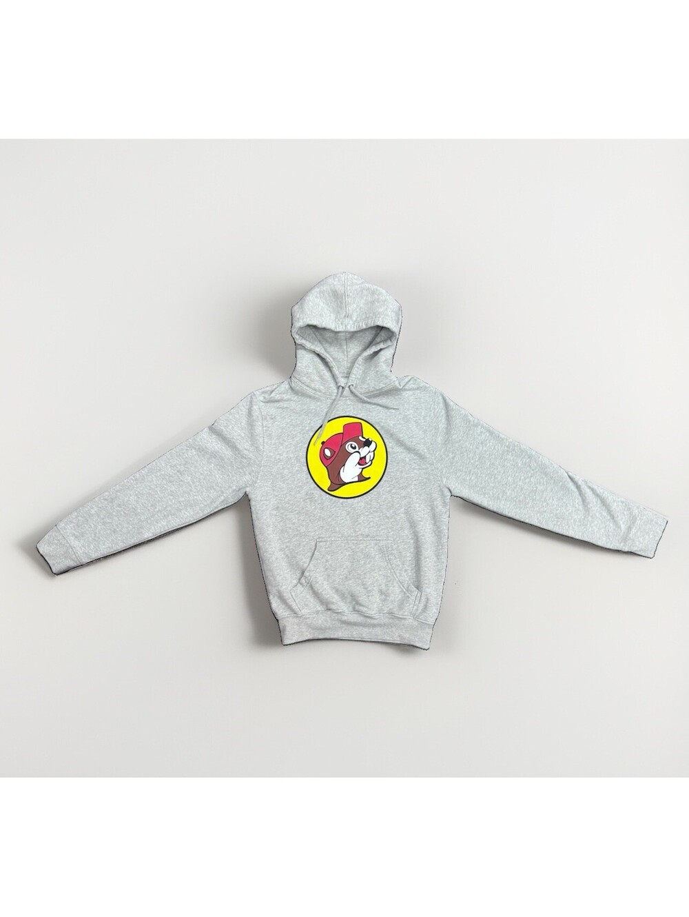 Buc-ee's Beaver Logo Hoodie Sweatshirt Unisex Small Gray Pullover EUC